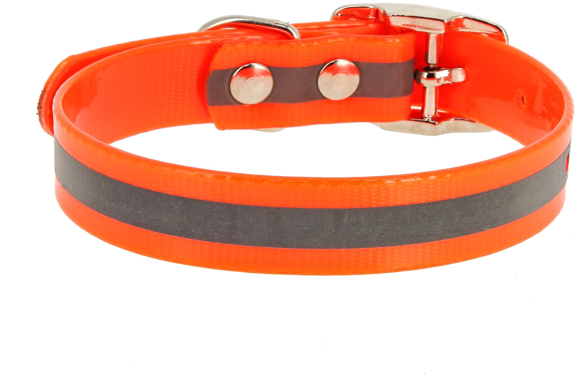 Ошейник для собак Каскад со светоотражающей полосой, цвет: оранжевый - фото №1