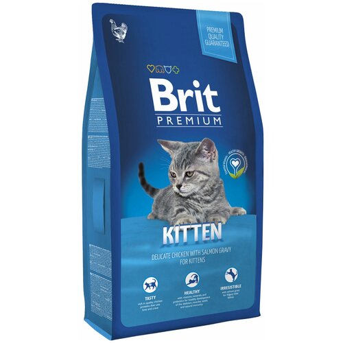 Сухой корм для котят Brit Premium, с курицей в лососевом соусе 8 кг (кусочки в соусе)