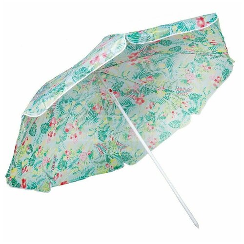 Зонт пляжный d 180см + держатель зонта в комплекте, зеленые листики, с поворотным механизмом, зонт садовый, держатель для зонта, зонт для пикника, зонт от солнца, зонт защитный от дождя, зонт туристический, зонт от UFлучей