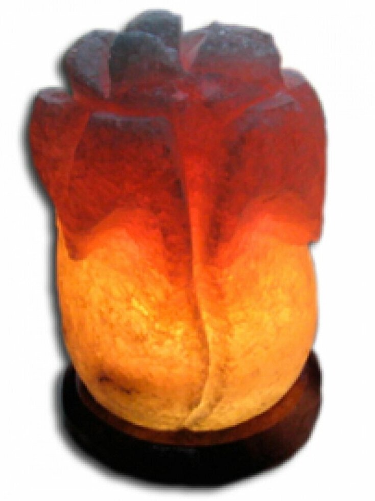 Солевой светильник Роза 4 кг из белой соли красная подсветка