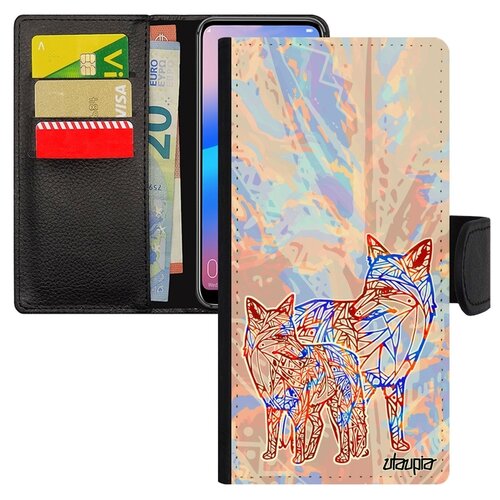 фото Чехол книжка на мобильный p30 lite, "лиса" лисица тайга utaupia