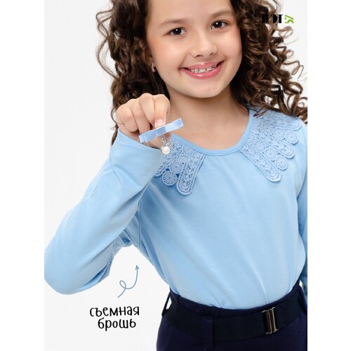 школьная блуза снег размер 140 146 белый Школьная блуза IVDT37, размер 140-146, голубой
