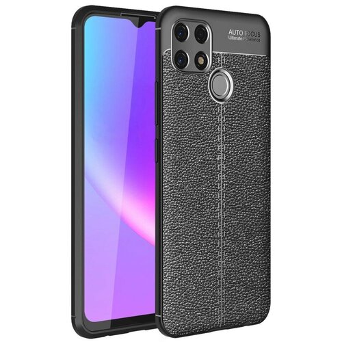 Накладка силиконовая для Realme C25 / Realme C25s под кожу чёрная чехол книжка fashion case для realme c25s черный