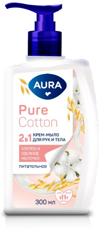 Крем-мыло Aura Pure Cotton 2в1 хлопок