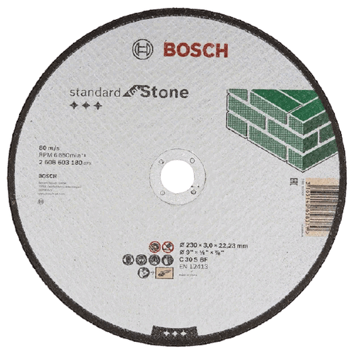 Отрезной круг по камню Bosch Standart 230х3мм прямой 2608603180