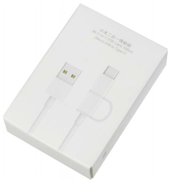 Кабель XIAOMI Mi 2-in-1, micro USB B (m), USB Type-C (m), USB A(m), 1м, белый [sjv4082ty] - фото №1
