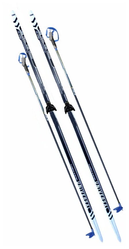 Лыжный комплект STC (лыжи, палки, крепления) 75 мм степ 200 см Trek Universal black/white