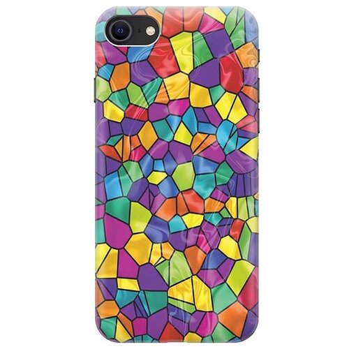фото Ультратонкий силиконовый чехол-накладка для apple iphone 7 / 8 / se (2020) с принтом "яркая мозаика" gosso