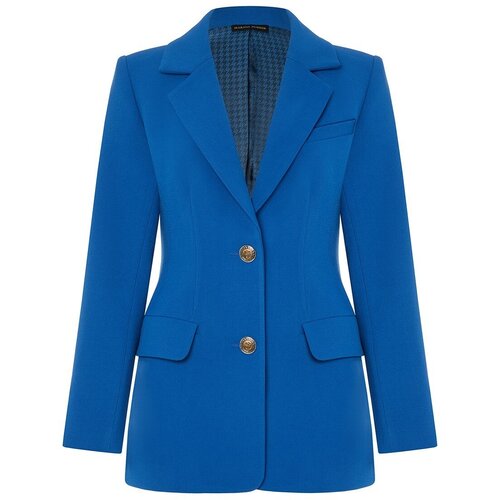 Пиджак MARINA BUDNIK, укороченный, силуэт прилегающий, размер 42, синий