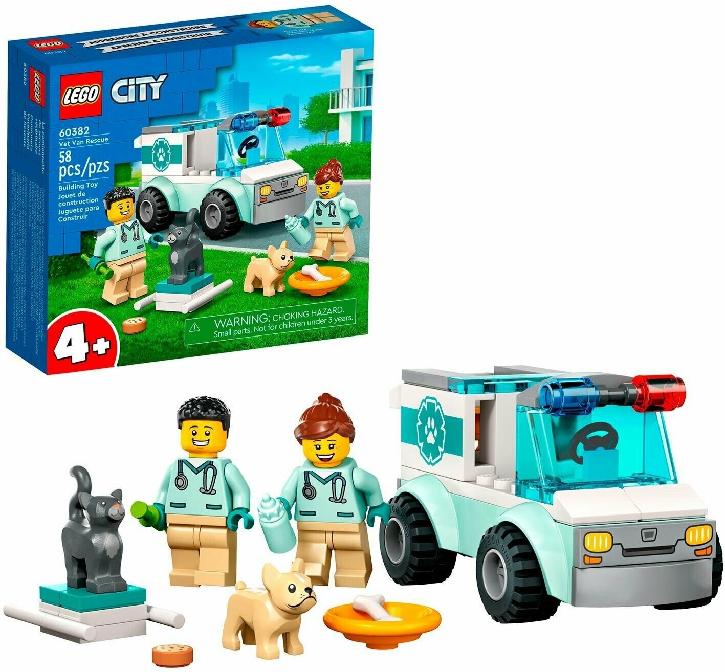 Конструктор LEGO City 60382 Спасатели-ветеринары, 58 деталей, 4+