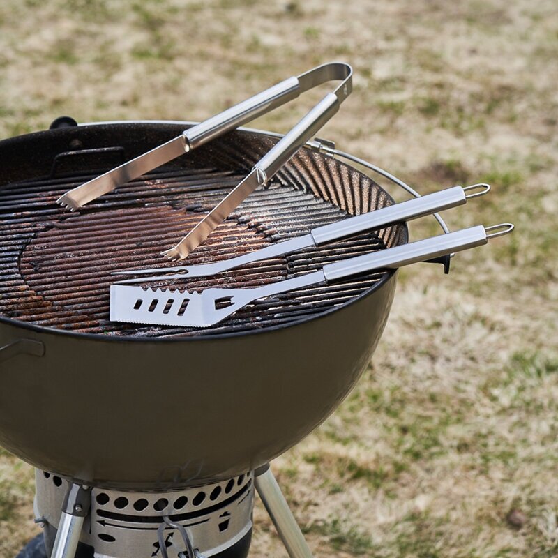 Набор для гриля барбекю из нержавеющей стали с металлической рукояткой вебер щипцы + лопатка + вилка