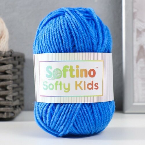 фото Пряжа 100% акрил "softy kids" 90м ±5м 50 гр цвет 24 лазурно-синий softino