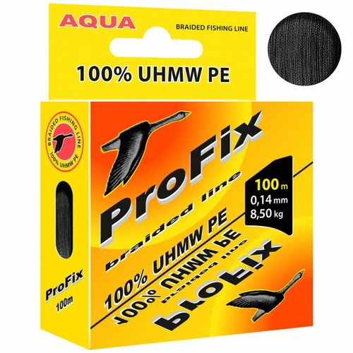 плетеный шнур aqua profix black 0 16mm 100m Леска плетеная AQUA ProFix Black 0.14 100м