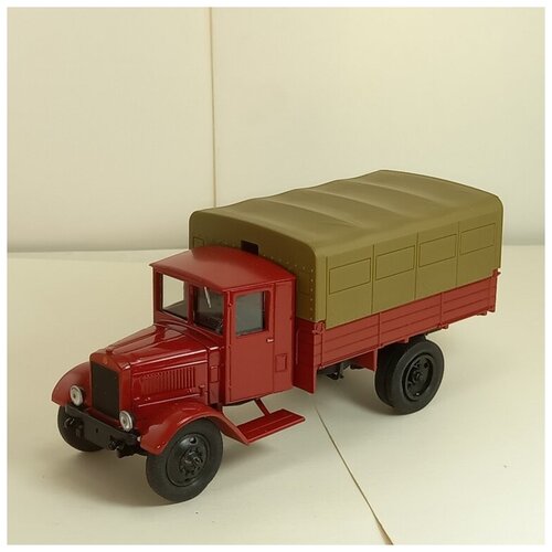 Модель грузовика бортового с тентом Наш Автопром YA-7 / Я-7, красный, 1:43