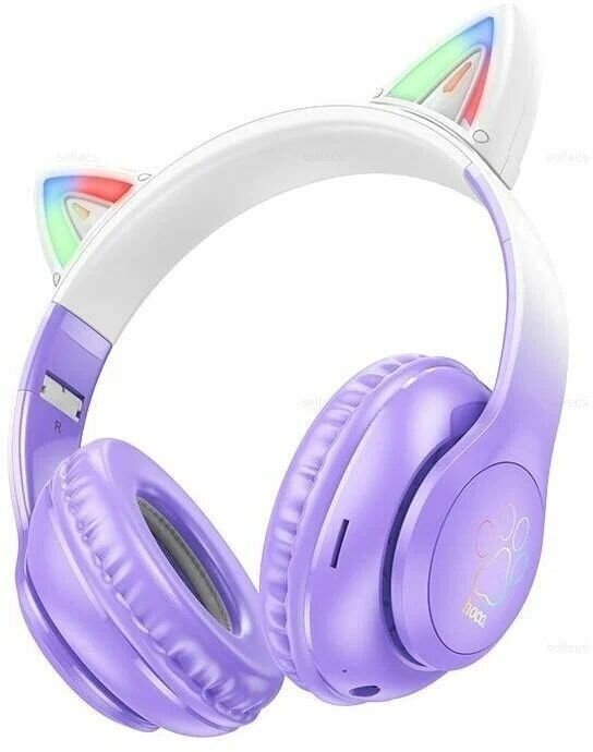 Наушники Bluetooth Кошачьи ушки Hoco W42 Cat ear Purple grape