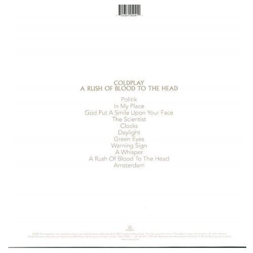 Виниловая пластинка Coldplay. A Rush Of Blood To The Head (LP) виниловая пластинка coldplay a rush of blood to the head