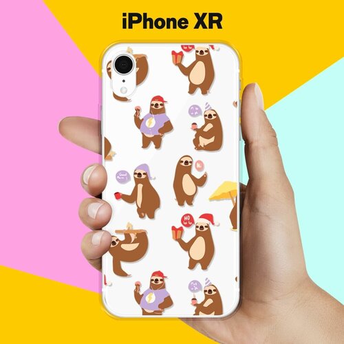 Силиконовый чехол Узор из ленивцев на Apple iPhone Xr