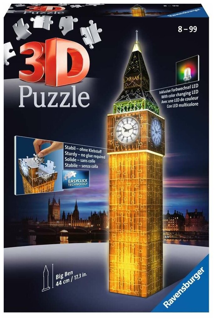3D Пазл Ravensburger Ночной Биг-Бен 216 элементов - фото №1