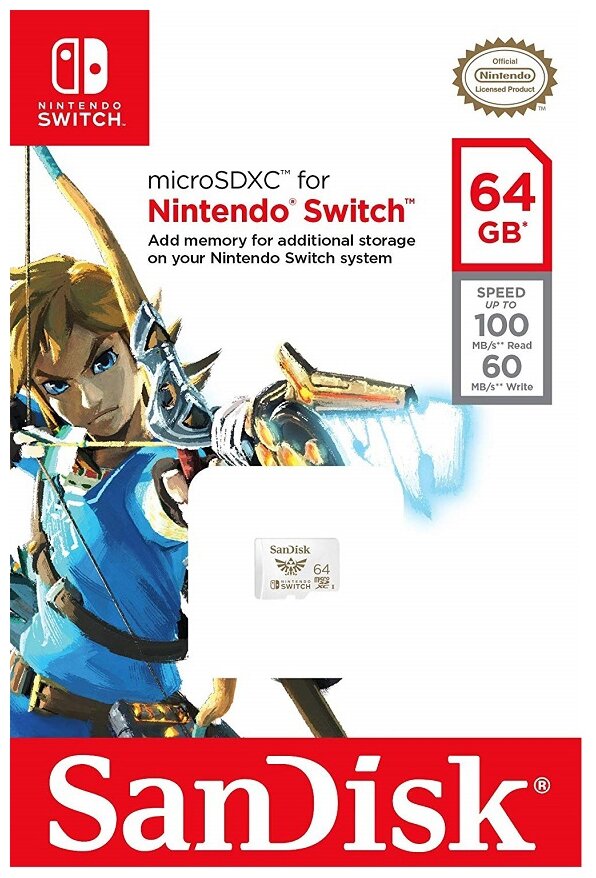 SanDisk Карта памяти microSDXC 64Gb для Nintendo Switch (SDSQXAT-064G-GNCZN), белый - фото №2