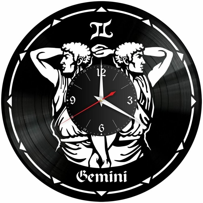Часы из винила Redlaser "Знаки Зодиака (Близнецы), Gemini, третий знак зодиака" VW-10391
