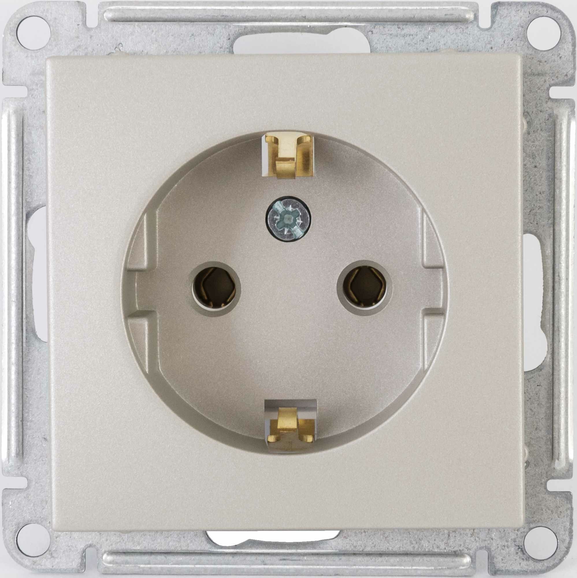 Розетка встраиваемая Schneider Electric W59 Deco с заземлением цвет платина - фото №1