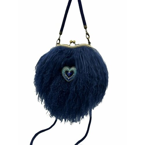 Сумка Королевство Птички & Бабочки, фактура бархатистая, синий