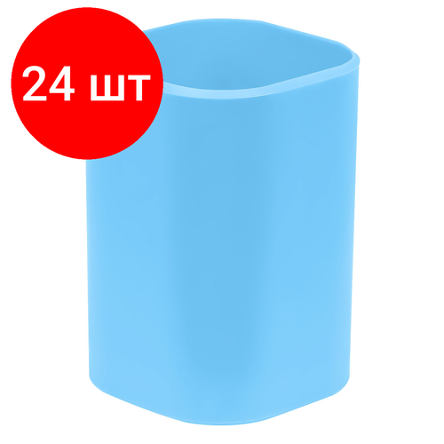 Комплект 24 шт, Подставка-стакан СТАММ Фаворит, пластиковая, квадратная, голубая