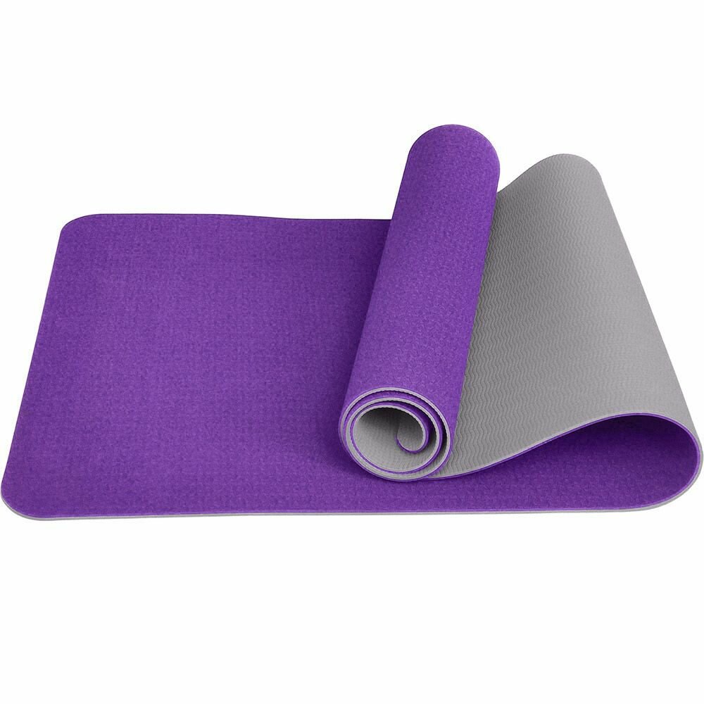 фото Коврик для йоги нескользящий резиновый, толстый гимнастический yoga mat для фитнеса, спорта и растяжки, легкая плотная тренировочная пенка для гимнастики, пилатеса и упражнений на улице и занятий дома