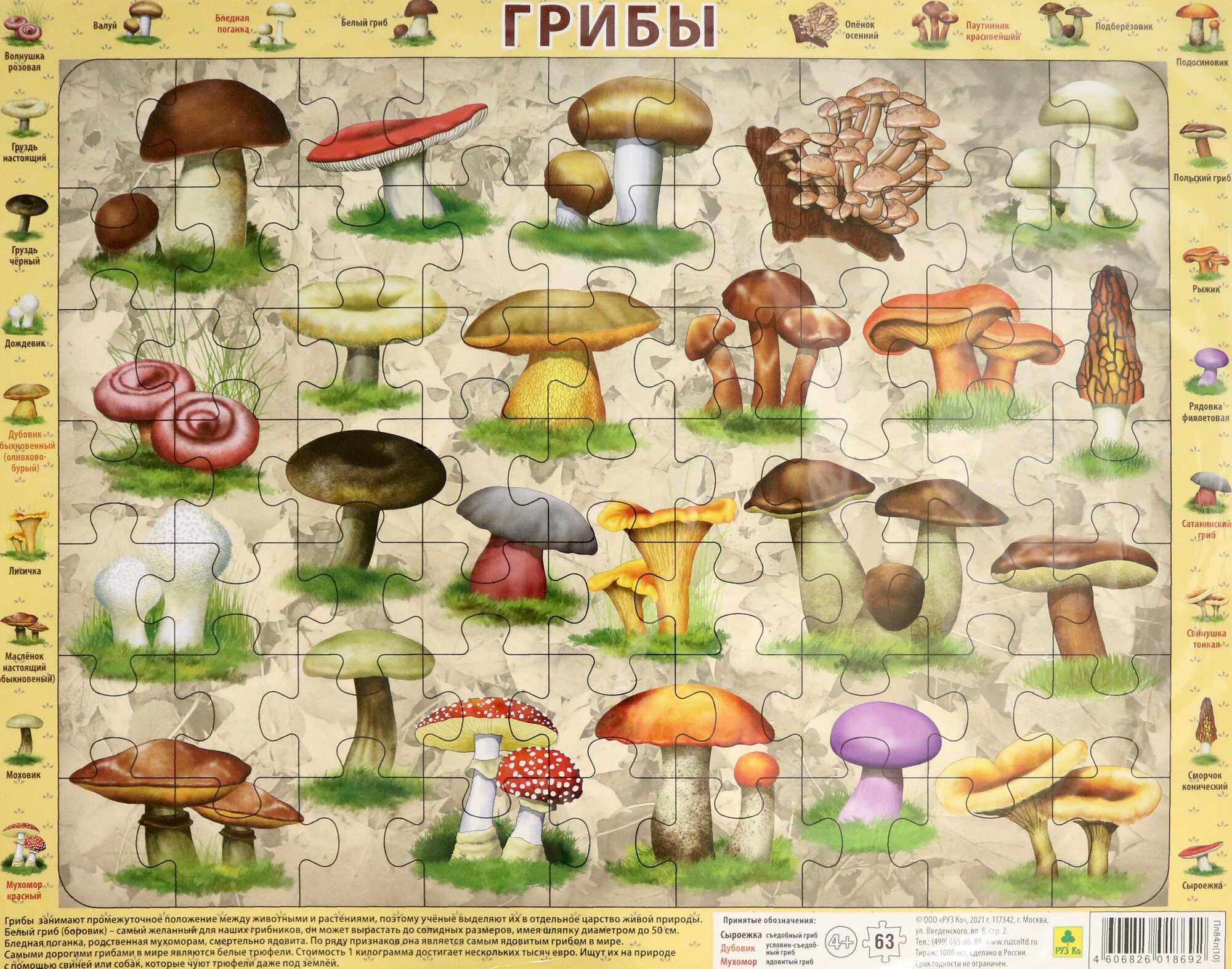 Пазл-63 "Грибы" РУЗ Ко - фото №5