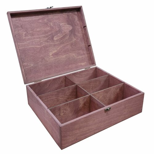Ящик для хранения ZELwoodBOX, 37х31,5х12,5 см, махагон, 6 секций