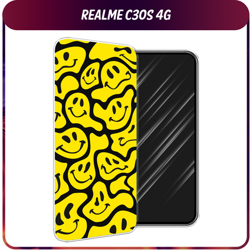 Силиконовый чехол на Realme C30S 4G / Реалми С30S 4G Расплывчатые смайлики желтые силиконовый чехол на realme c30s 4g реалми с30s 4g добрый кот