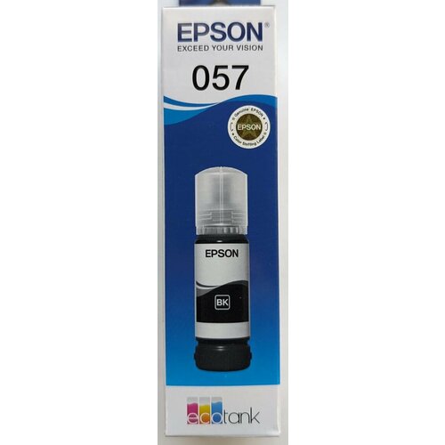 Контейнер с чернилами Epson №057 оригинальный, цвет черный, 70 мл, для L8050, L18050 108 контейнер с черными чернилами epson подходят для epson ecotank l8050 epson l18050 70 мл