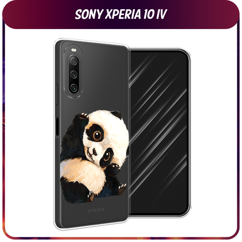 Силиконовый чехол на Sony Xperia 10 IV / Сони Иксперия 10 IV Большеглазая панда, прозрачный силиконовый чехол на sony xperia 10 iv сони иксперия 10 iv белый мрамор