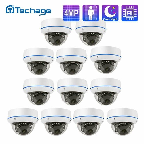 Ip камера видеонаблюдения 4 МП POE xmeye 12 штуки Купольная камера Тechage 3704900₽