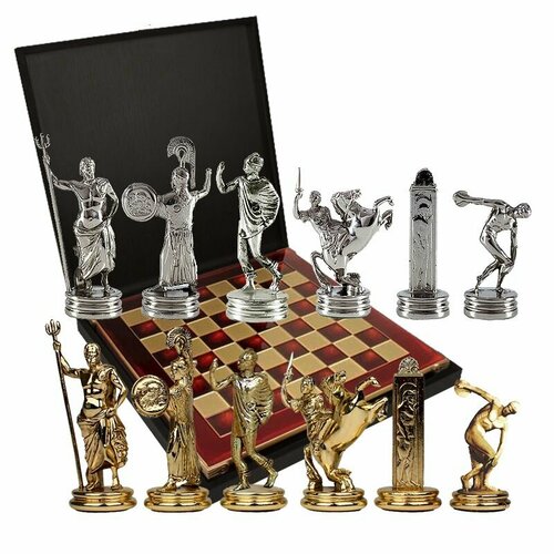 Шахматы Олимпийские Игры, доска красная сувенир керамика шахматная фигура пешка серебро 16х7 5х7 5 см