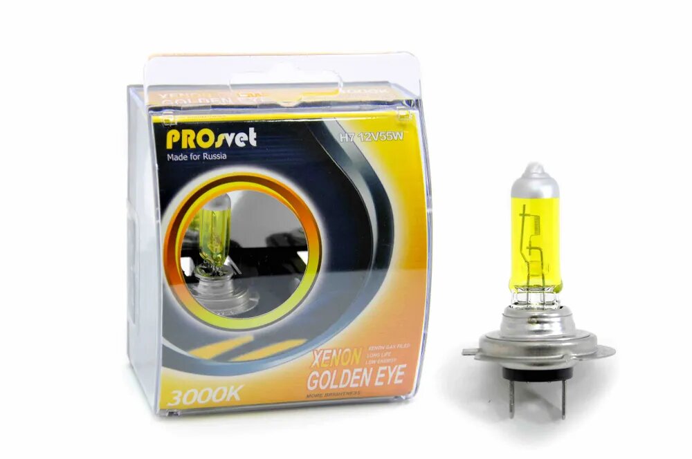 фото Лампа автомобильная галогенная H7 PROsvet 12v 55w PX26d Yellow (к-т) 2 шт.