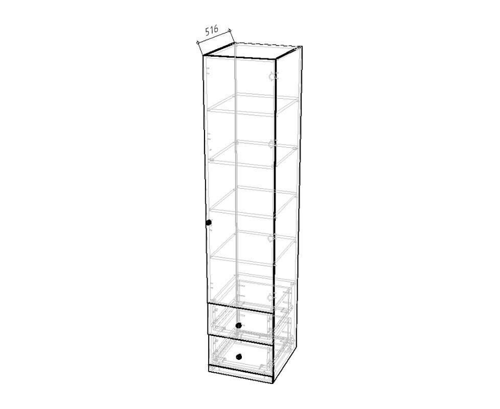 Детская стенка Банни-8 Розовый Лайт 135x52x210 со шкафом