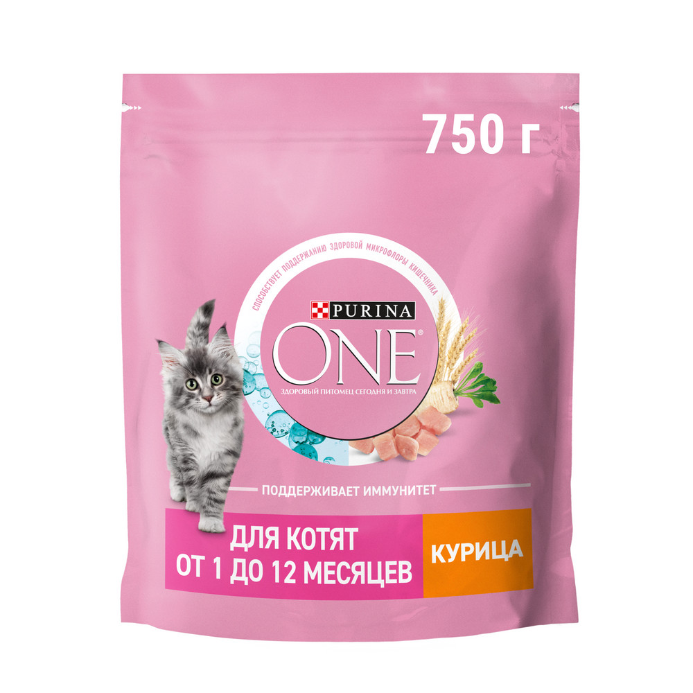 Корм сухой для котят PURINA ONE Kitten с курицей и цельными злаками, 750г