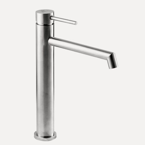 Изображение товара Смеситель для раковины с узким высоким стационарном изливом, сатиновый