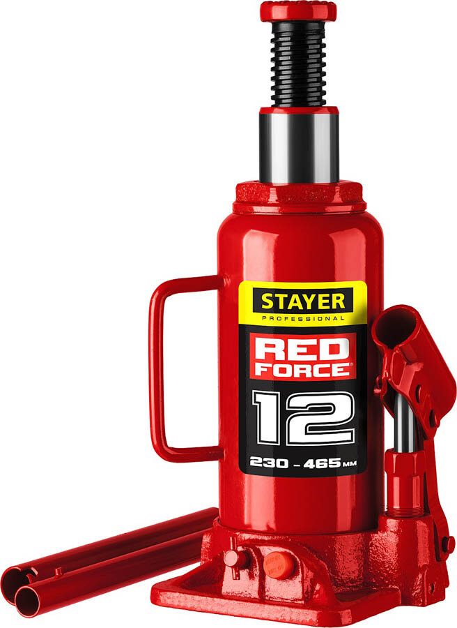 Домкрат STAYER 12 т, 230-465 мм, бутылочный гидравлический RED FORCE Professional