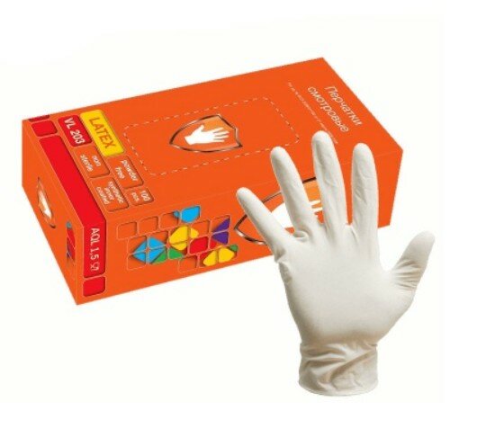 Перчатки латексные Safe&Care VL 223, цвет: белый, размер XL, 100 шт. (50 пар), с синтетическим внутренним покрытием