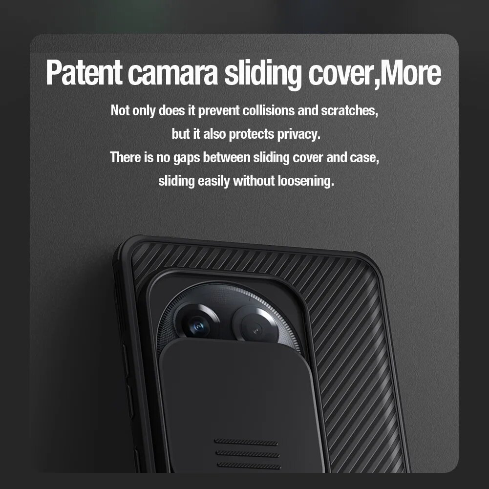 Защитный чехол для камеры OnePlus 13, чехол One Plus 1 + 13, оригинальный слайд-крышка NILLKIN Camshield PRO, защитный объектив камеры, Black — фото 1