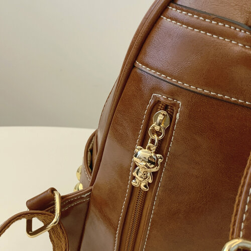 Рюкзак женский Beibaobao городской гладкая экокожа с передним карманом, коричневый