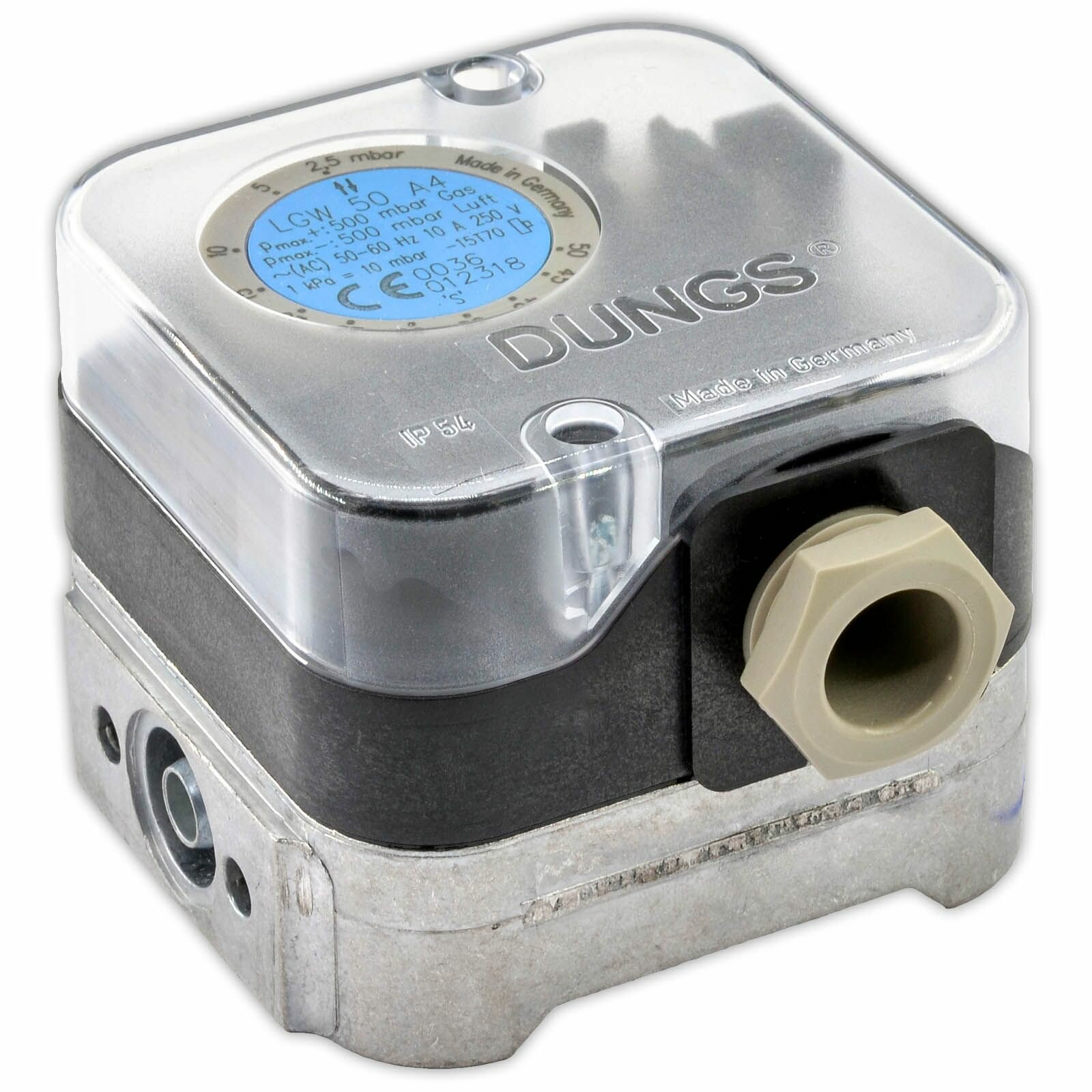 Дифференциальный датчик-реле давления для воздуха DUNGS LGW 50 A4 арт.221592,1/4" (р+) 1/8" (р-), Pmax 500 mBar,2,5-50mbar