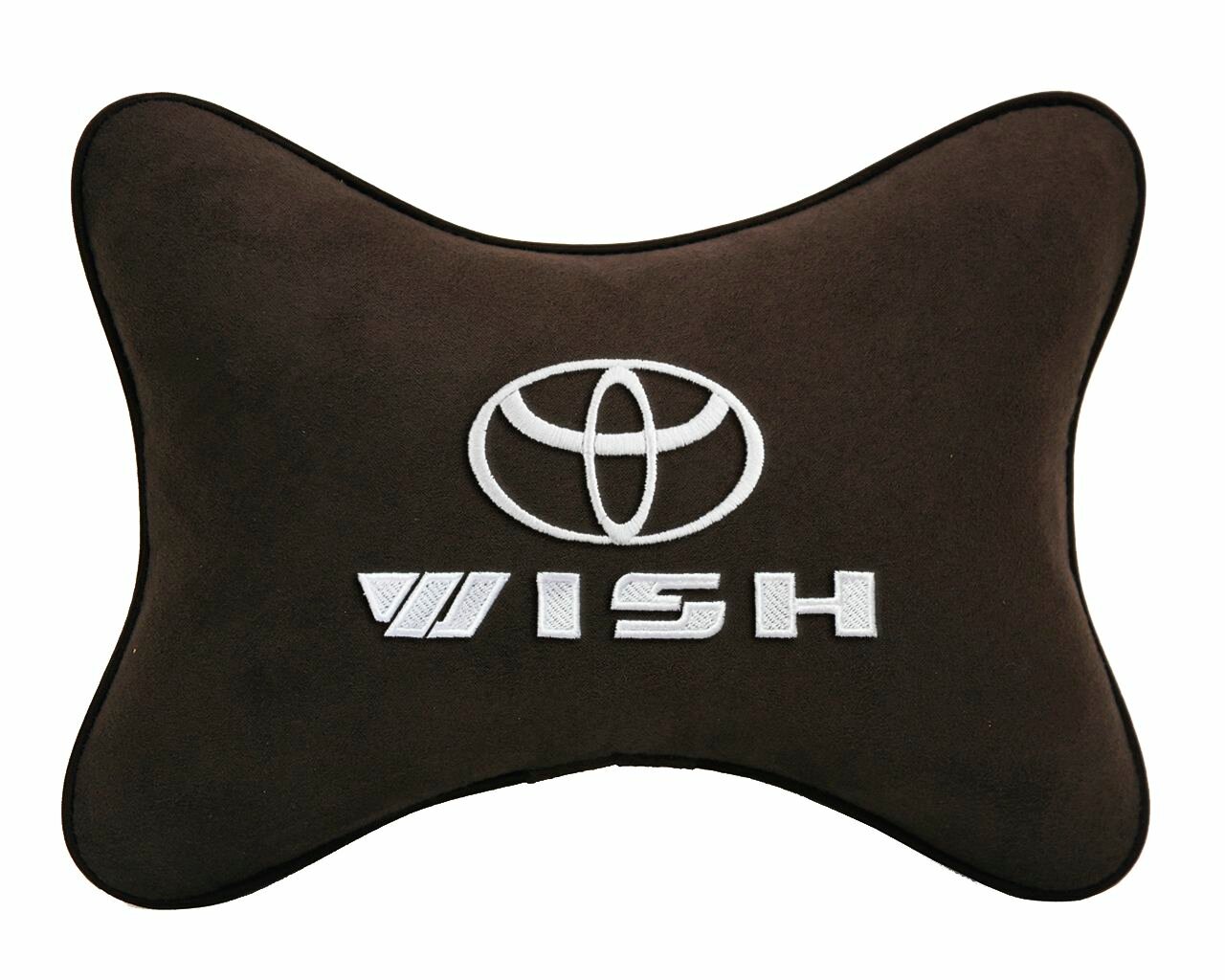 Подушка на подголовник автомобильная коричневая алькантара TOYOTA Wish