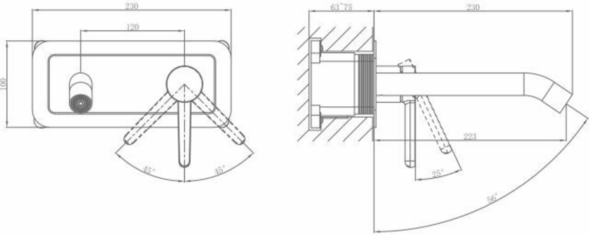 Смеситель для ванны встраиваемый a-five Lotus D35 черный (А5-0644) — фото 1