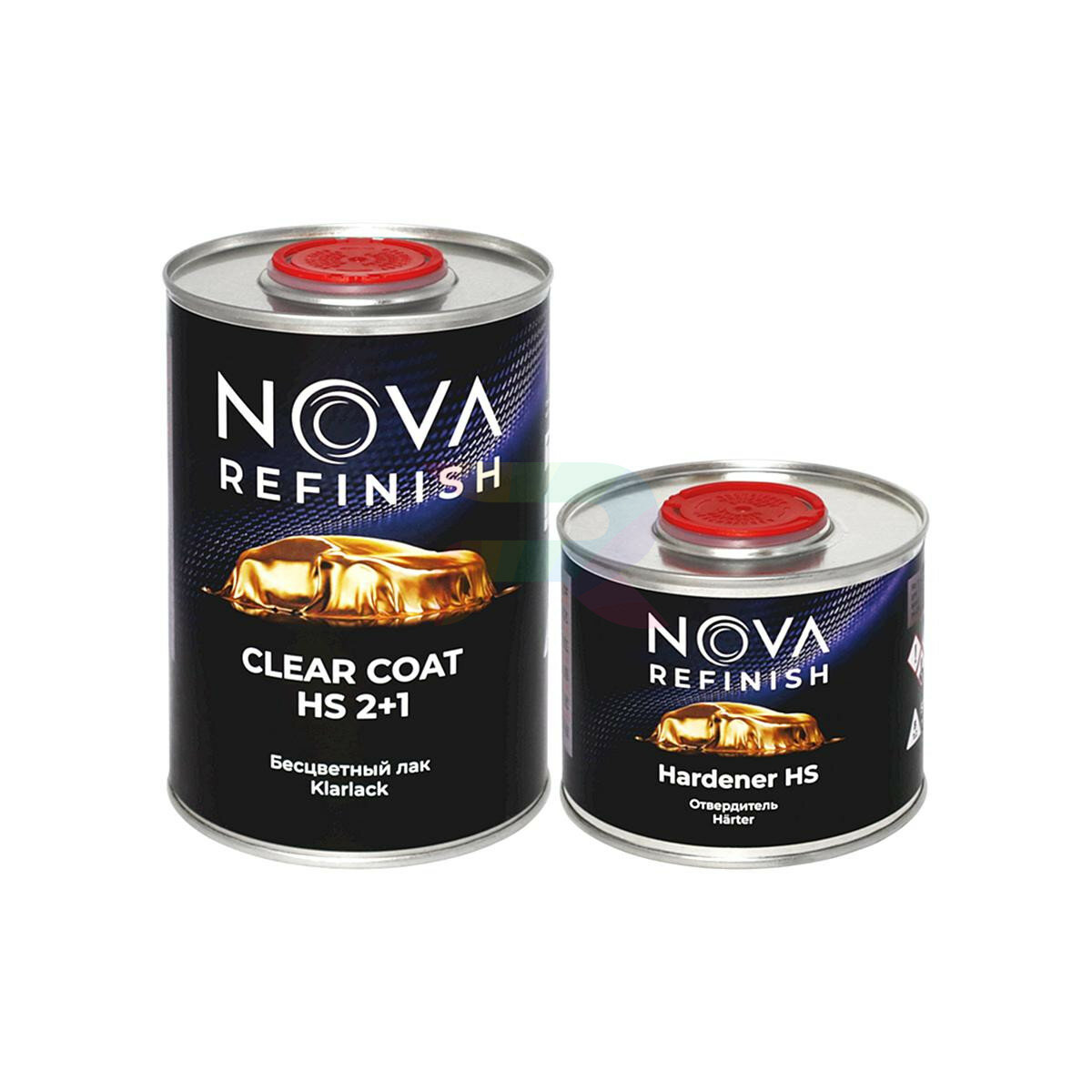 Прозрачный глянцевый акриловый автомобильный лак NOVA Refinish 2+1 HS 1 л. с отвердителем 0,5 л.