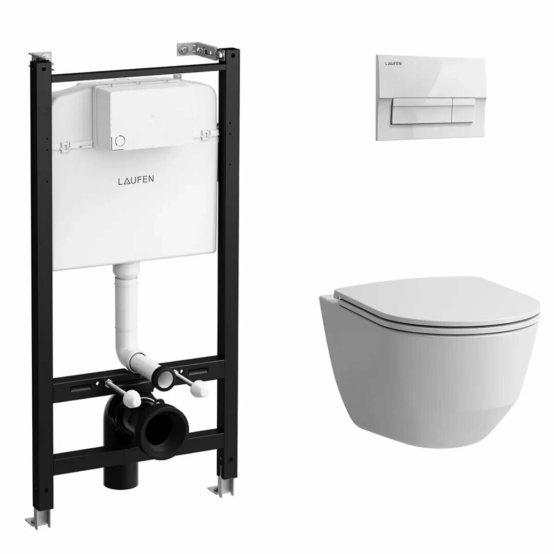 Laufen pro унитаз подвесной, безободк смыв rimless, с инсталляционной системой, сиденье микрол тонкое, панель смыва белая (акция декабрь 2024 ) z. ru93.0.761.6