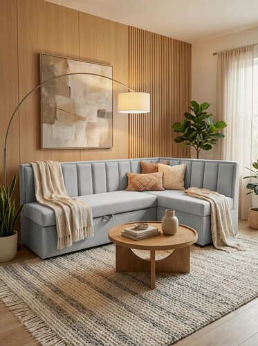 Изображение товара Кухонный уголок Santorini угол правый, светло-серый