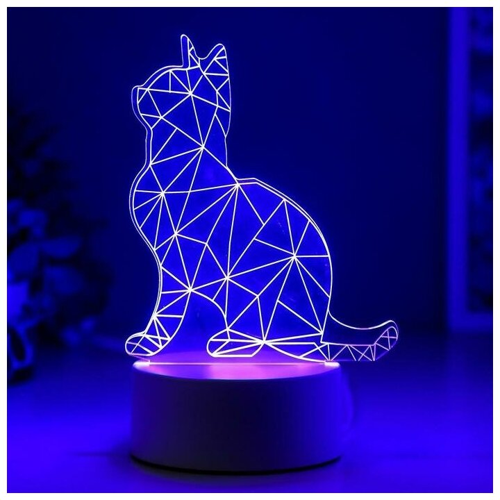 Светильник "Кот сидя" LED RGB от сети 4814584 - фотография № 4